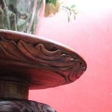 Load image into Gallery viewer, SOLD Vintage Mahogany Plant or Statue Stand Pedestal Carved Leaf Detail. B12986
