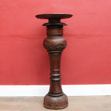 Load image into Gallery viewer, SOLD Vintage Mahogany Plant or Statue Stand Pedestal Carved Leaf Detail. B12986