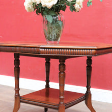 Load image into Gallery viewer, Antique Mahogany Occasional Table Hexagon Top Tier Base c1920. B12989