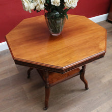 Load image into Gallery viewer, Antique Mahogany Occasional Table Hexagon Top Tier Base c1920. B12989