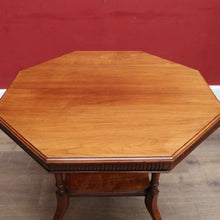 Load image into Gallery viewer, Antique Mahogany Occasional Table Hexagon Top Tier Base c1920. B12989