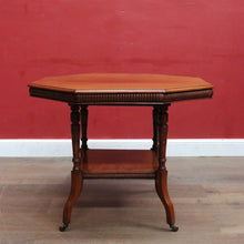 Load image into Gallery viewer, Antique Mahogany Occasional Table Hexagon Top Tier Base c1920. B12989