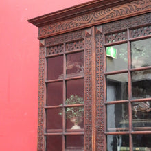 Load image into Gallery viewer, x SOLD Antique Bookcase Cabinet Astragal Glass Doors Carved Detail. B12982