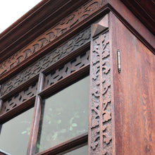 Load image into Gallery viewer, x SOLD Antique Bookcase Cabinet Astragal Glass Doors Carved Detail. B12982