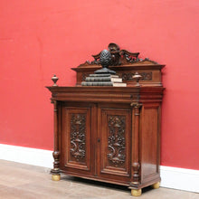 Load image into Gallery viewer, x SOLD Antique French Display Cabinet with Carved Doors, back and Finial Details. B12154
