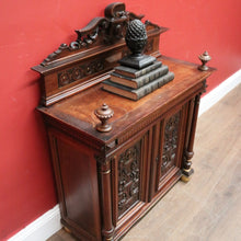 Load image into Gallery viewer, x SOLD Antique French Display Cabinet with Carved Doors, back and Finial Details. B12154