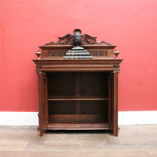 Load image into Gallery viewer, x SOLD Antique French Display Cabinet with Carved Doors, back and Finial Details. B12154