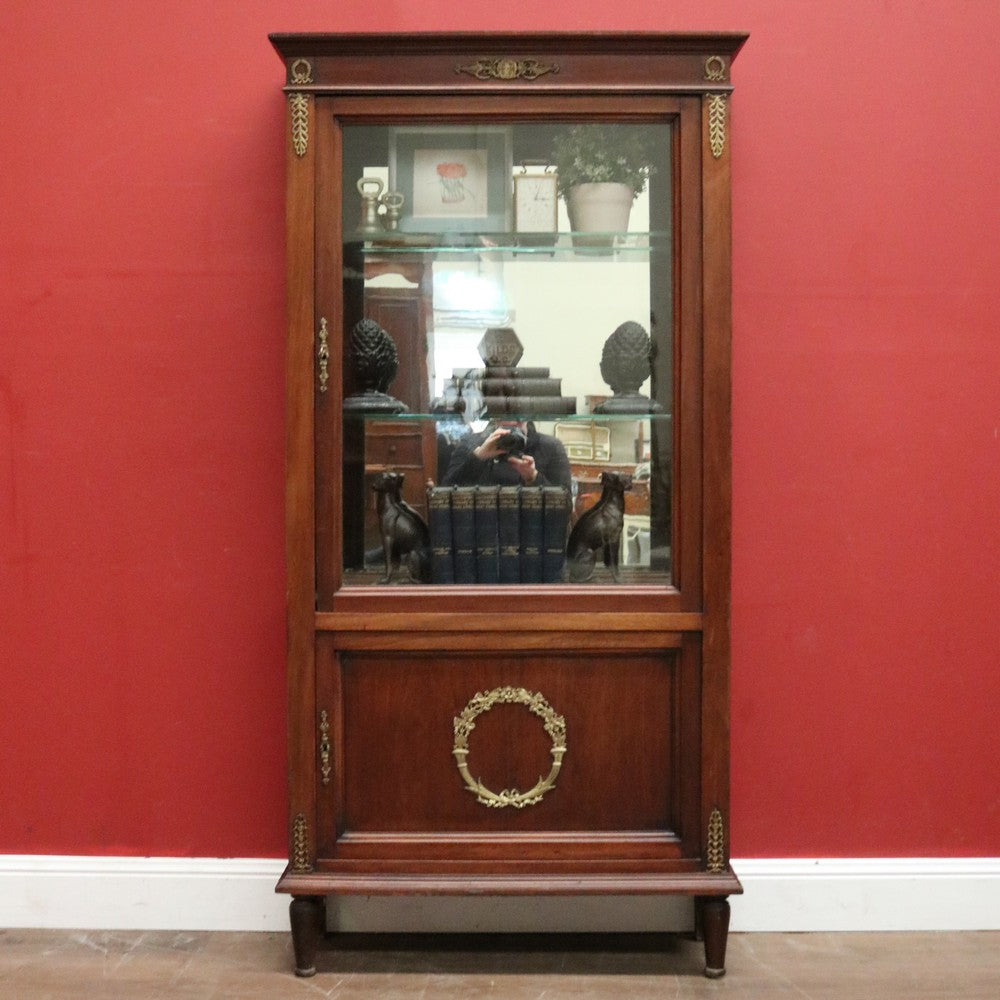 x SOLD Antique French Walnut and Glass Two Door Narrow China Cabinet w ...