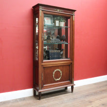 Load image into Gallery viewer, x SOLD Antique French Walnut and Glass Two Door Narrow China Cabinet with Glass Shelves. B12139
