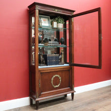 Load image into Gallery viewer, x SOLD Antique French Walnut and Glass Two Door Narrow China Cabinet with Glass Shelves. B12139