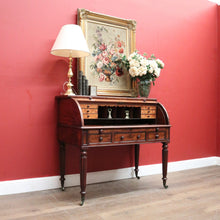 Load image into Gallery viewer, x SOLD Antique Napoleon III Cylinder Desk, Mahogany and Leather Office Desk, Napoleon III. B12176