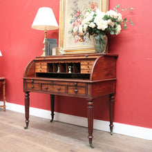 Load image into Gallery viewer, x SOLD Antique Napoleon III Cylinder Desk, Mahogany and Leather Office Desk, Napoleon III. B12176