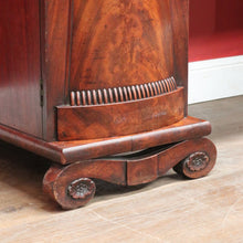 Load image into Gallery viewer, Antique English Twin Pedestal Sideboard Scrolled Backboard c1830. B12987