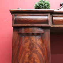 Load image into Gallery viewer, Antique English Twin Pedestal Sideboard Scrolled Backboard c1830. B12987