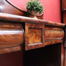 Load image into Gallery viewer, Antique English Twin Pedestal Sideboard Scrolled Backboard c1830. B12987