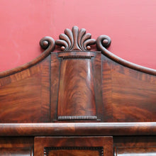 Load image into Gallery viewer, Antique English Twin Pedestal Sideboard Scrolled Backboard c1830. B12987