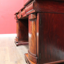 Load image into Gallery viewer, Antique English Twin Pedestal Sideboard Scrolled Backboard c1830. B12987