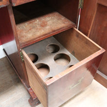 Load image into Gallery viewer, Antique English Twin Pedestal Sideboard Scrolled Backboard c1830. B12987