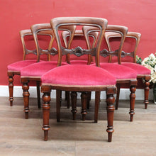 Load image into Gallery viewer, Antique English Mahogany Set of 6 Dining Kitchen Chairs c1890 B12996