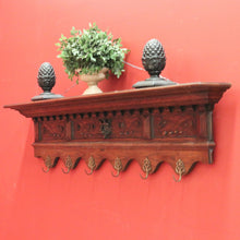 Load image into Gallery viewer, x SOLD Antique French Oak Coat Rack with Brass Hooks and a Carved Greenman Centrepiece. B12037