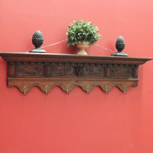 Load image into Gallery viewer, x SOLD Antique French Oak Coat Rack with Brass Hooks and a Carved Greenman Centrepiece. B12037