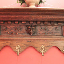 Load image into Gallery viewer, x SOLD Antique French Oak Coat Rack with Brass Hooks and a Carved Greenman Centrepiece. B12037
