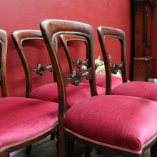 Load image into Gallery viewer, Antique English Mahogany Set of 6 Dining Kitchen Chairs c1890 B12996