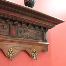 Load image into Gallery viewer, x SOLD Antique French Oak Coat Rack with Brass Hooks and a Carved Greenman Centrepiece. B12037