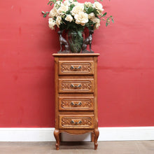 Load image into Gallery viewer, French Oak Four Drawer Chest Cabriole Legs Brass Handles Vintage. B12997