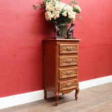 Load image into Gallery viewer, French Oak Four Drawer Chest Cabriole Legs Brass Handles Vintage. B12997