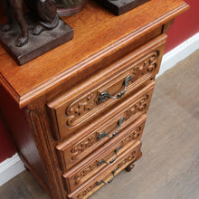 Load image into Gallery viewer, French Oak Four Drawer Chest Cabriole Legs Brass Handles Vintage. B12997
