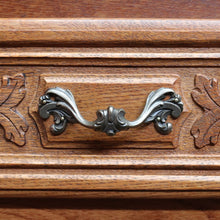 Load image into Gallery viewer, French Oak Four Drawer Chest Cabriole Legs Brass Handles Vintage. B12997