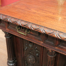 Load image into Gallery viewer, x SOLD Antique French Oak Twin Pedestal Office Desk, Three Drawer Desk with Drawers and Brass Handles. B12173