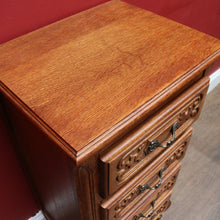 Load image into Gallery viewer, French Oak Four Drawer Chest Cabriole Legs Brass Handles Vintage. B12997