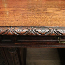 Load image into Gallery viewer, x SOLD Antique French Oak Twin Pedestal Office Desk, Three Drawer Desk with Drawers and Brass Handles. B12173