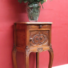 Load image into Gallery viewer, Antique French Walnut Bedside Table with Marble Top B12998