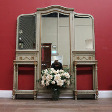 Load image into Gallery viewer, x SOLD Antique Hand-painted French Grey and Gilt Tri-Mirror Hall Stand, Bevelled Mirror. B12138