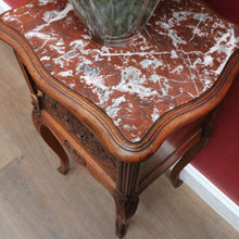 Load image into Gallery viewer, Antique French Walnut Bedside Table with Marble Top B12998