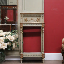 Load image into Gallery viewer, x SOLD Antique Hand-painted French Grey and Gilt Tri-Mirror Hall Stand, Bevelled Mirror. B12138