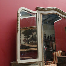 Load image into Gallery viewer, x SOLD Antique Hand-painted French Grey and Gilt Tri-Mirror Hall Stand, Bevelled Mirror. B12138