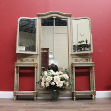 Load image into Gallery viewer, x SOLD Antique Hand-painted French Grey and Gilt Tri-Mirror Hall Stand, Bevelled Mirror. B12138