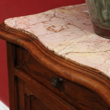 Load image into Gallery viewer, Antique French Walnut Bedside Table with Marble Top with Single Door and Drawer B12999