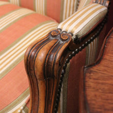 Load image into Gallery viewer, x SOLD Antique French Armchair, Cherrywood and Fabric, Wing Back Chair, Feather/Down Cushion. B12111
