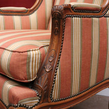 Load image into Gallery viewer, x SOLD Antique French Armchair, Cherrywood and Fabric, Wing Back Chair, Feather/Down Cushion. B12112