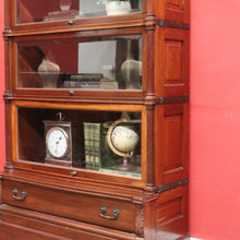 Load image into Gallery viewer, x SOLD Globe Wernicke Barrister Bookcase – 3 Sections, Drawer, Brass Bound. B12544