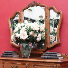 Load image into Gallery viewer, x SOLD Antique French Oak Dressing Table Tri Fold Mirror Cabriole Legs. B12723