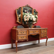 Load image into Gallery viewer, x SOLD Antique French Oak Dressing Table Tri Fold Mirror Cabriole Legs. B12723