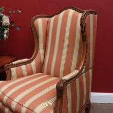 Load image into Gallery viewer, x SOLD Antique French Armchair, Cherrywood and Fabric, Wing Back Chair, Feather/Down Cushion. B12112
