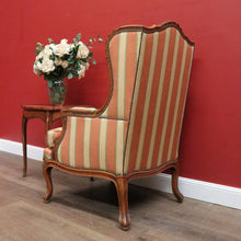 Load image into Gallery viewer, x SOLD Antique French Armchair, Cherrywood and Fabric, Wing Back Chair, Feather/Down Cushion. B12112