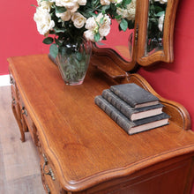 Load image into Gallery viewer, x SOLD Antique French Oak Dressing Table Tri Fold Mirror Cabriole Legs. B12723